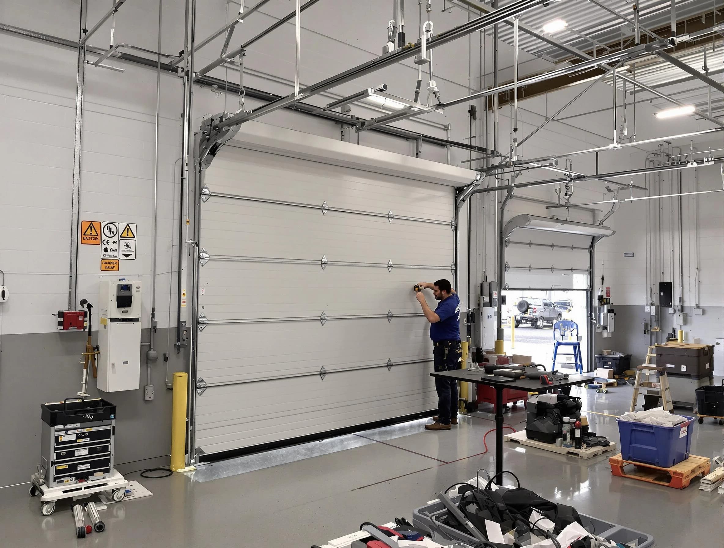 Commercial garage door repair being performed by Fairfield Garage Door Repair expert in Fairfield