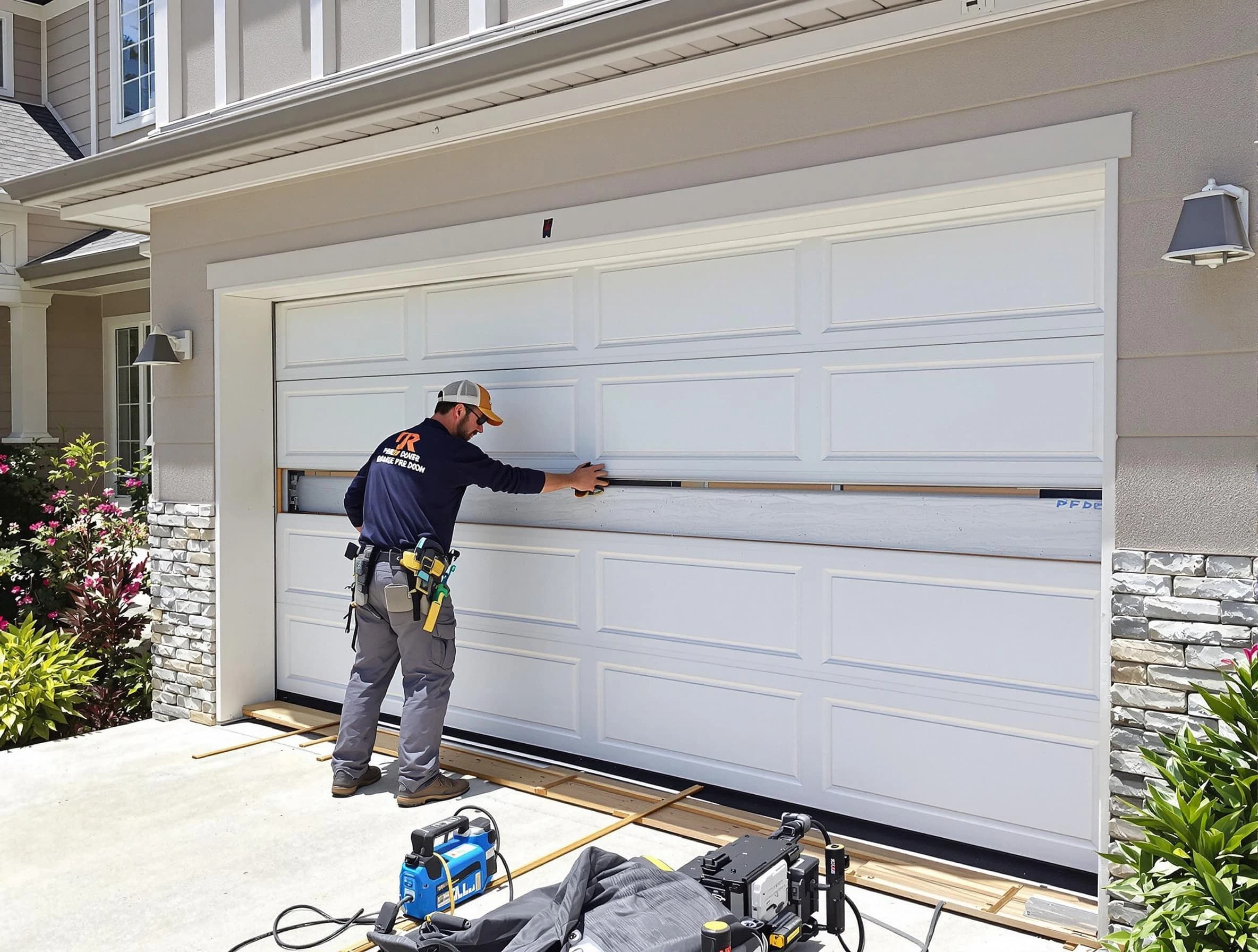 Fairfield Garage Door Repair team performing complete garage door replacement at Fairfield residence