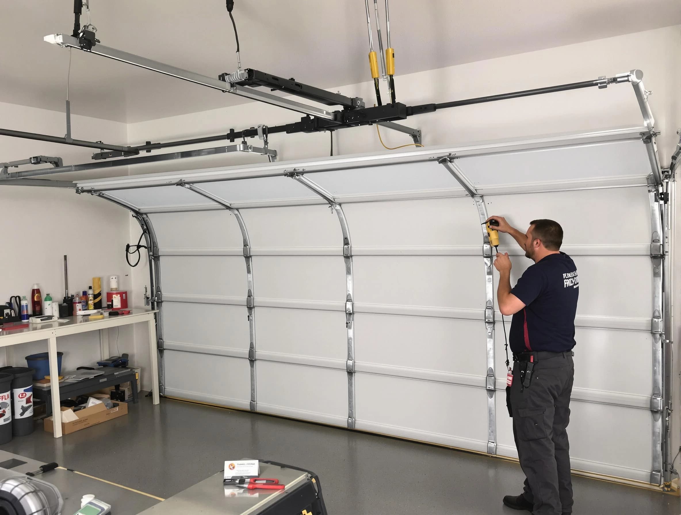 Fairfield Garage Door Repair certified technician performing overhead door system repair in Fairfield