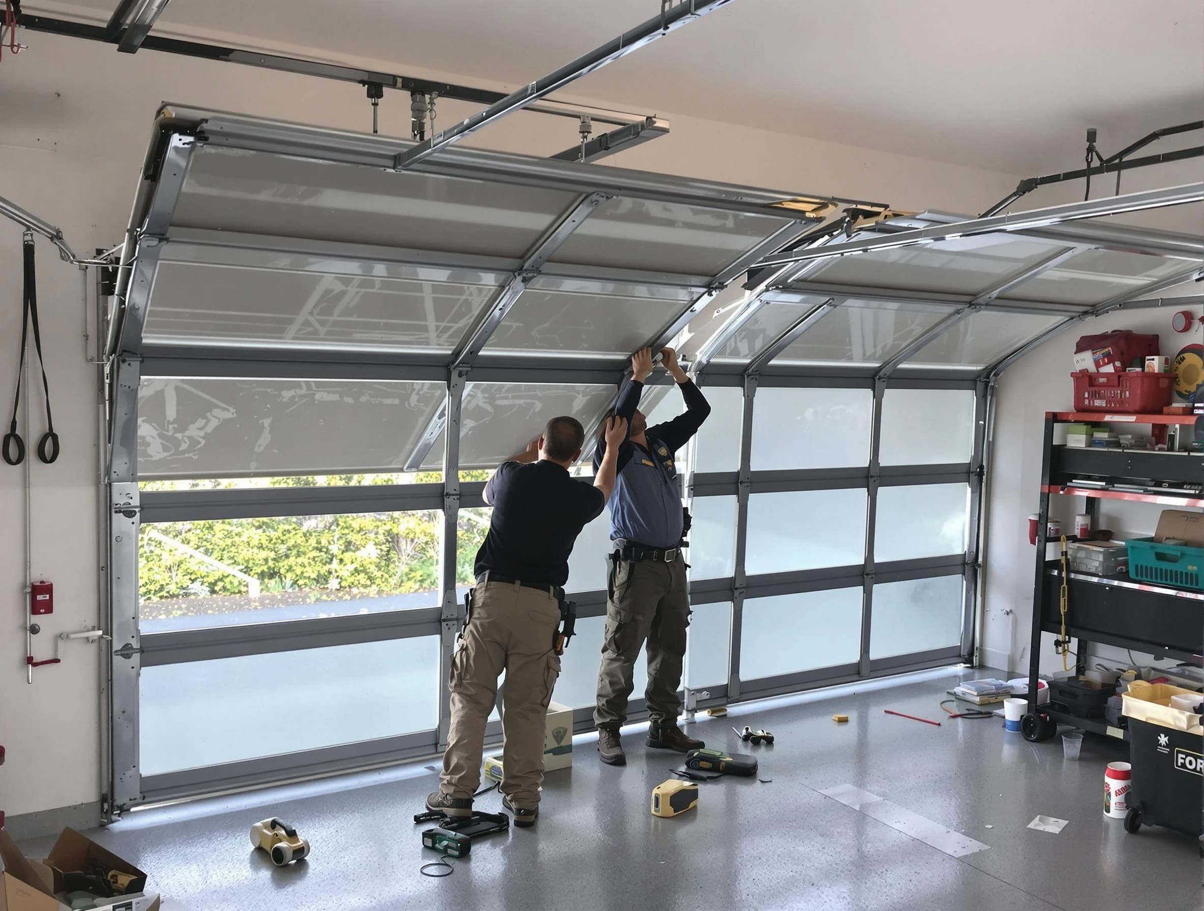 Fairfield Garage Door Repair expert performing precise panel replacement on Fairfield garage door