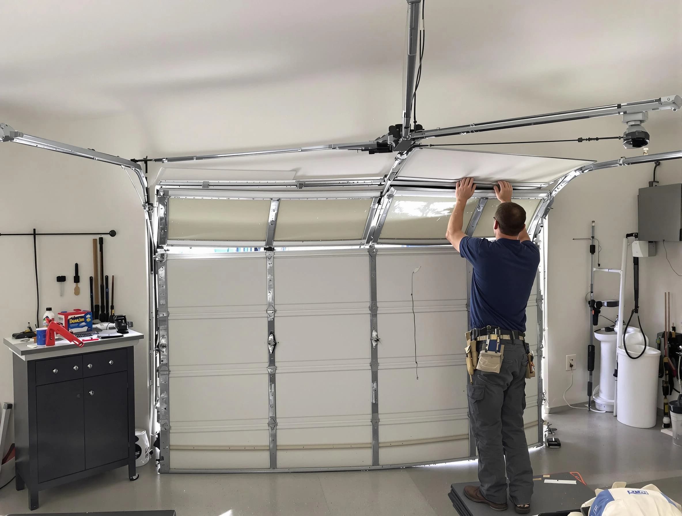 Fairfield Garage Door Repair specialist performing precise section replacement on Fairfield garage door