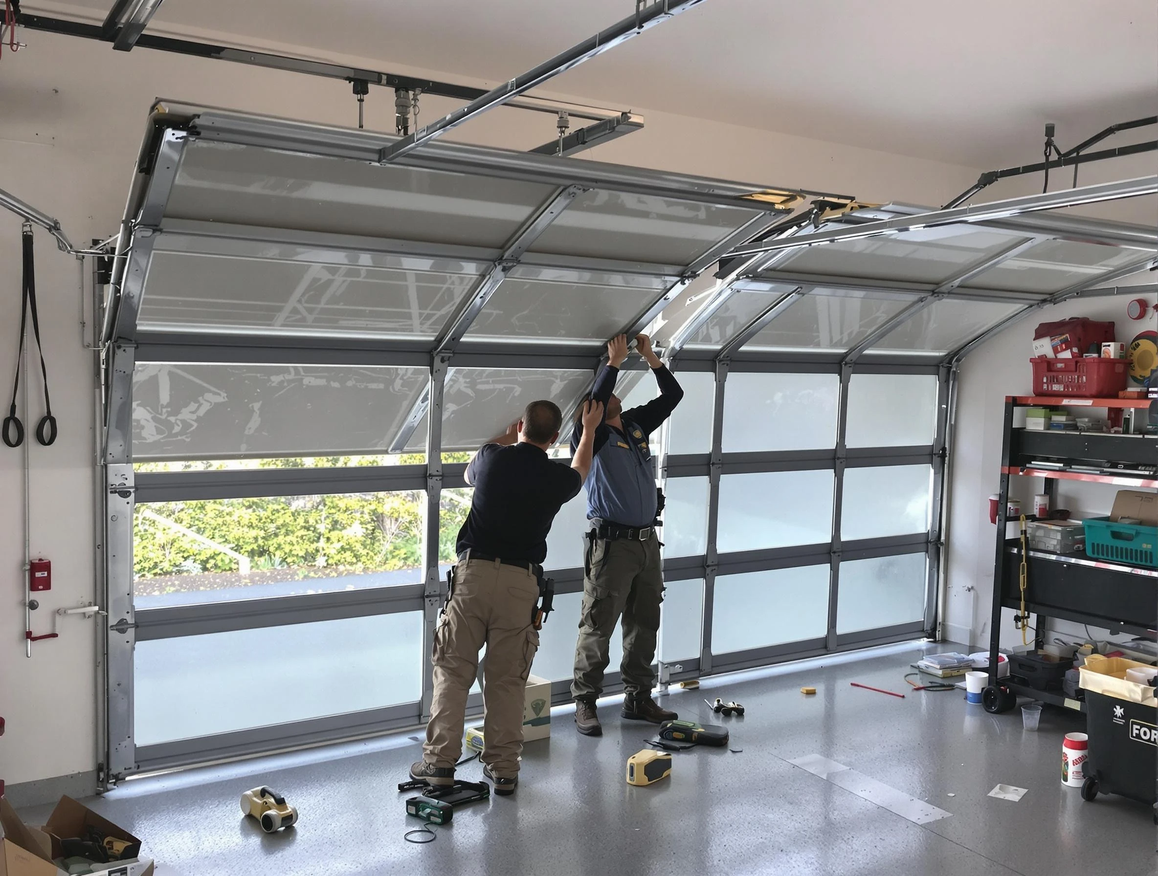 Fairfield Garage Door Repair expert performing precise panel replacement on Fairfield garage door