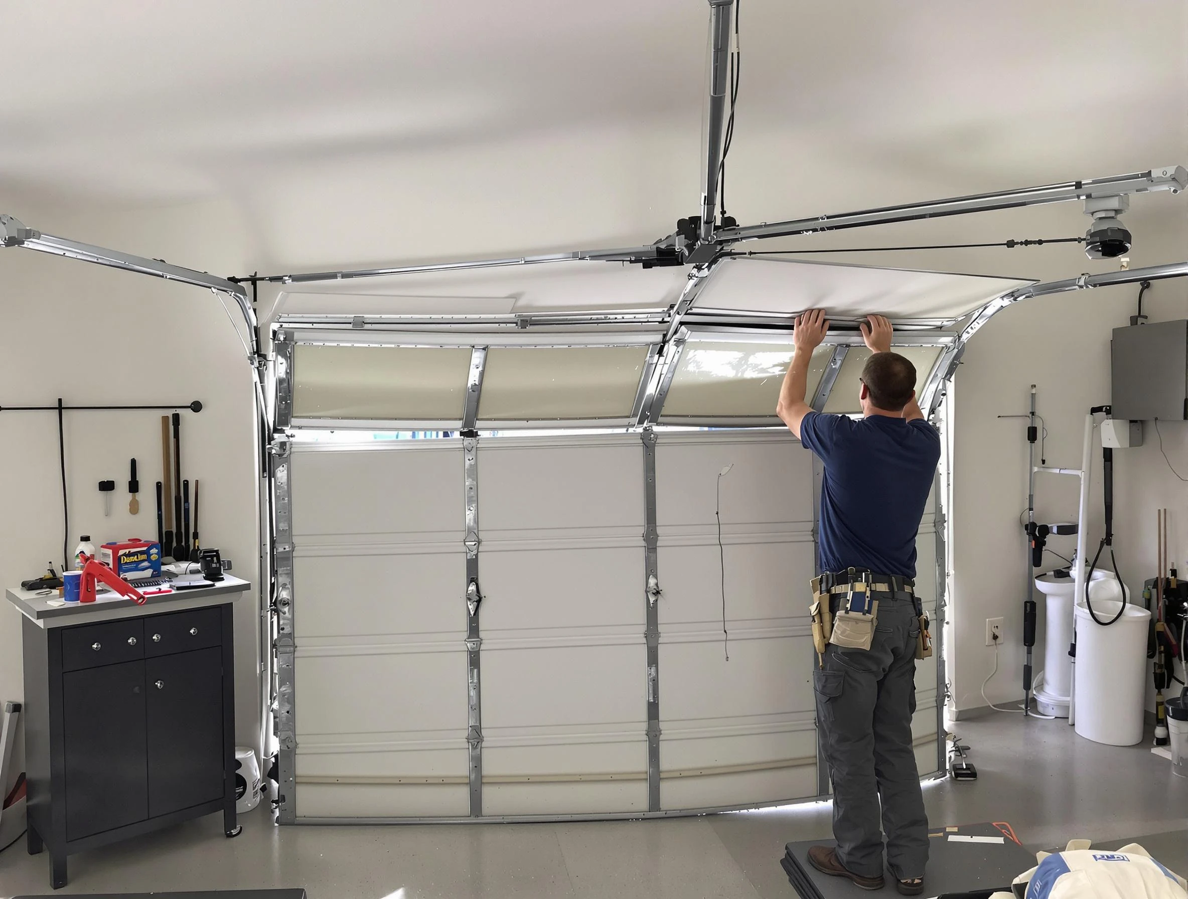 Fairfield Garage Door Repair specialist performing precise section replacement on Fairfield garage door